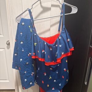 Disney Store Mickey Minnie Mouse Ice Cream One Piece Swimsuit Women's XL